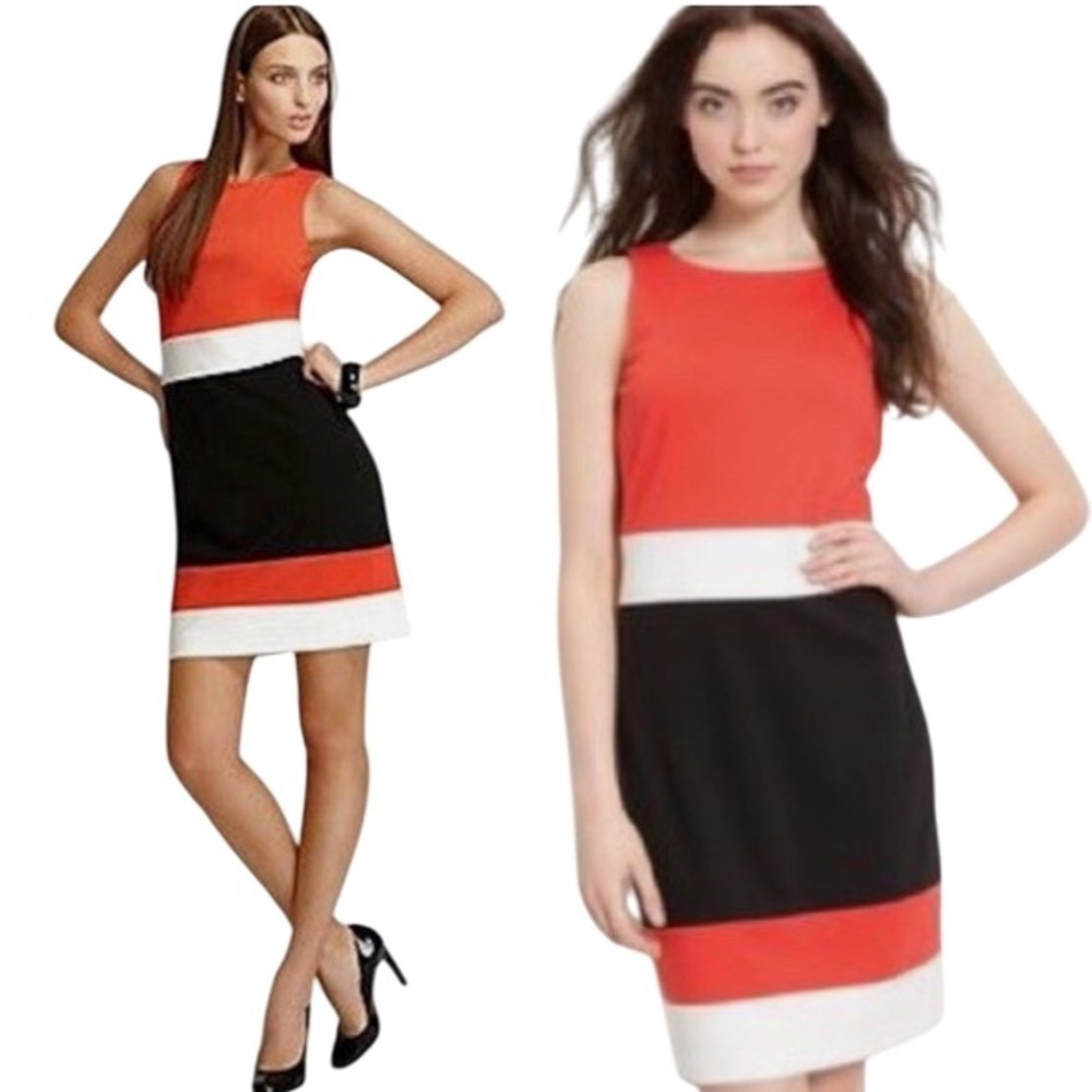 Vince Camuto Twisted Safari Colorblock Dress wedding guest Size 10